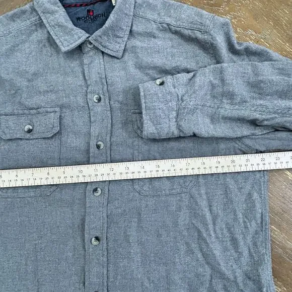 TWO Woolrich Long Sleeve Button Downs 100% Cotton Flannel Men L Shirt Red Gray - Picture 9 of 11